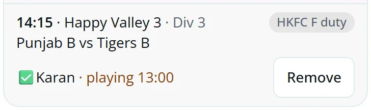 A slot taken by Karan, marked playing 13:00